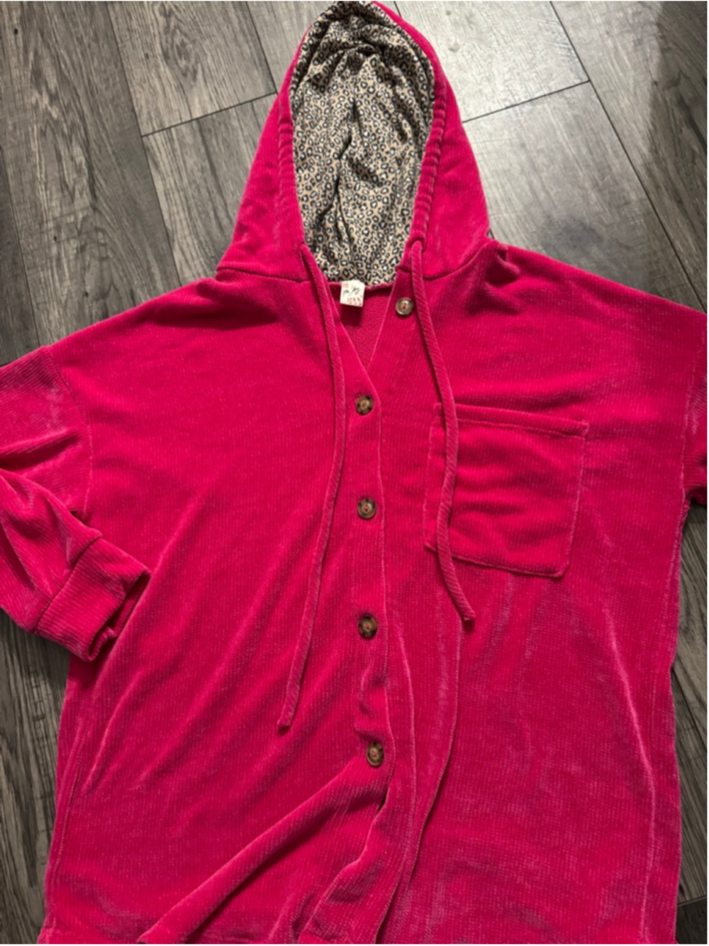 7th Ray New Trendy Hooded Size Medium Large Hot Pink & Leopard $42 @ Boutique